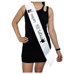 Szarfa BIAŁA Osiemnastka Super 18-latka